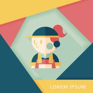 Coffee shop clerk flat icon with long shadow eps10 N27