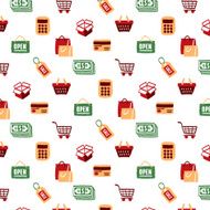 Shopping Icons Set and Signs pattern N2