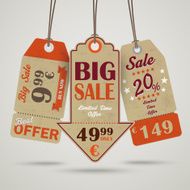 3 Vintage Price Sticker Arrow