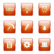SEO Internet Sign Square Vector Orange Icon Design Set 8 N12