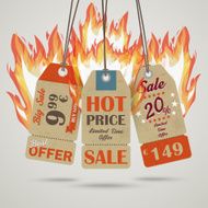 3 Vintage Hot Price Sticker Fire