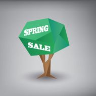 Spring sale low polygonal 3d tree object Discounts poster template
