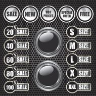 Sale label on metal octagon background