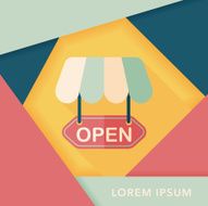 shopping store sign flat icon with long shadow eps10 N155