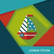Sailboat flat icon with long shadow eps10 N25