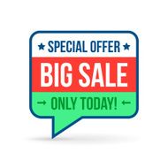 Big sale tag for online shop in flat design Use N2