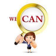 People Set - Business Businesswoman We can and magnifying glass