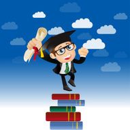 Graduate student Ambitious man jumping for future trends concept N2