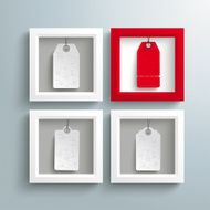 3 White 1 Red Frames Price Stickers PiAd