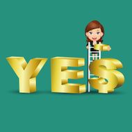 People Set - Business Businesswoman conquering the dollar sign