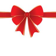 Red ribbon with bow isolated on white background