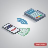 Mobile payment concept with a symbol of credit card on N4