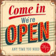 Vintage card - Come in we&#039;re open