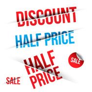 Price cut and Half price stickers Vector