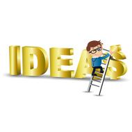Businessmen climb the stair to ideas dollar