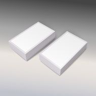 White product cardboards with clean label package boxes mockup