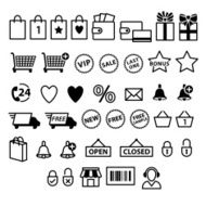 Shopping e-commerce icons set