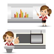 People Set - Business Businesswomen with chart and board