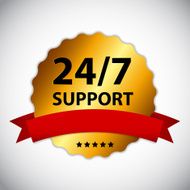 Vector 24 7 SUPPORT Sign Label Template N18