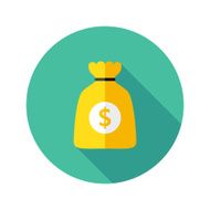 Dollar Money Bag Flat Circle Icon