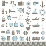 Summer tourism icons set
