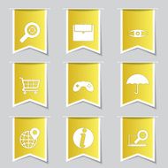 SEO Internet Sign Label Vector Yellow Icon Design Set 10