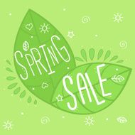 Spring sale vector poster with leafs and typography composition 04 N2