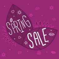 Spring sale vector poster with leafs and typography composition 03 N2