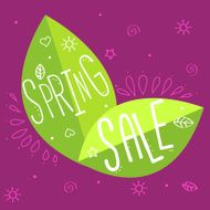 Spring sale vector poster with leafs and typography composition 02 N2