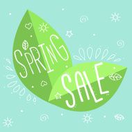 Spring sale vector poster with leafs and typography composition 01 N2