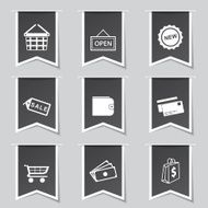 Shopping Sign Label Vector Black Button Icon Design Set 2
