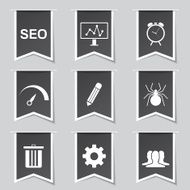 SEO Internet Sign Label Vector Black Icon Design Set 8