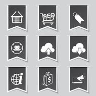 SEO Internet Sign Label Vector Black Icon Design Set 7
