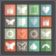 set of 16 holiday icons on a colored background N3