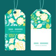 Vector emerald flowerals vertical stripe frame pattern tags set N2