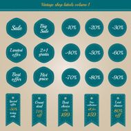 Collection of vintage shop labels - sales and offers N2