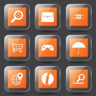 SEO Internet Sign Square Vector Orange Icon Design Set 10 N11