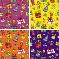 Seamless christmas presents pattern set