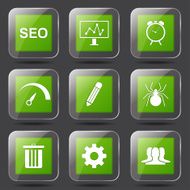 SEO Internet Sign Square Vector Green Icon Design Set 8 N12