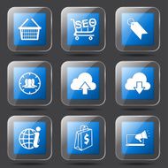 SEO Internet Sign Square Vector Blue Icon Design Set 7 N12