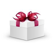 Vector Box with Red Ribbon and Bow Isolated on Background