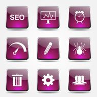 SEO Internet Sign Square Vector Pink Icon Design Set 8 N11