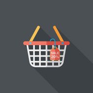 shopping basket flat icon with long shadow eps10 N62