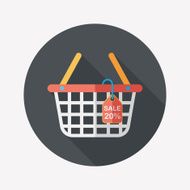 shopping basket flat icon with long shadow eps10 N63