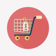 shopping cart flat icon with long shadow eps10 N117