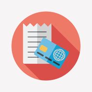 shopping credit card bill flat icon with long shadow eps10 N58