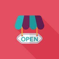 shopping store sign flat icon with long shadow eps10 N158