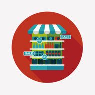 shopping grocery store flat icon with long shadow eps10 N6