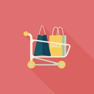 shopping cart flat icon with long shadow eps10 N118