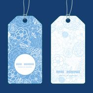 Vector purple lace flowers vertical round frame pattern tags set N2